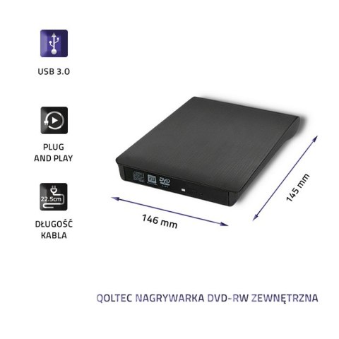 Qoltec Nagrywarka DVD-RW zewnętrzna |USB 3.0 | Czarna Qoltec Nagrywarka DVD-RW zewnętrzna |USB 3.0 | Czarna