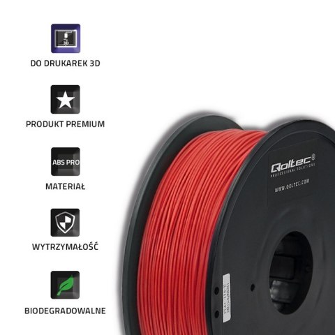 Qoltec Profesjonalny filament do druku 3D | ABS PRO | 1.75mm | 1kg | Red Qoltec Profesjonalny filament do druku 3D | ABS PRO | 1.75mm | 1kg | Red