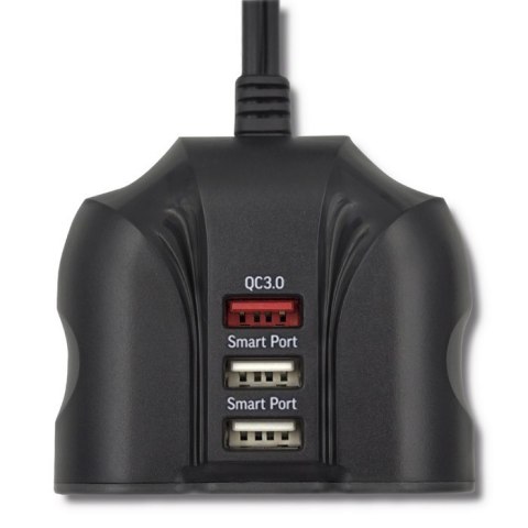 Qoltec Samochodowy rozdzielacz gniazda zapalniczki 12-24V | 34W | 2.4A | 2xUSB | USB QC 3.0 | 2x gniazdo zapalniczki+0,9m Qoltec Samochodowy rozdzielacz gniazda zapalniczki 12-24V | 34W | 2.4A | 2xUSB | USB QC 3.0 | 2x gniazdo zapalniczki+0,9m