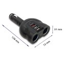Qoltec Samochodowy rozdzielacz gniazda zapalniczki 12-24V | 52W | 2.4A | 2 x USB | USB QC 3.0 | USB typ C PD | 2 x gniazdo zapal Qoltec Samochodowy rozdzielacz gniazda zapalniczki 12-24V | 52W | 2.4A | 2 x USB | USB QC 3.0 | USB typ C PD | 2 x gniazdo zapal