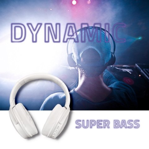Qoltec Słuchawki bezprzewodowe z mikrofonem Super Bass DYNAMIC | BT | Białe perłowe Qoltec Słuchawki bezprzewodowe z mikrofonem Super Bass DYNAMIC | BT | Białe perłowe