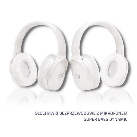 Qoltec Słuchawki bezprzewodowe z mikrofonem Super Bass DYNAMIC | BT | Białe perłowe Qoltec Słuchawki bezprzewodowe z mikrofonem Super Bass DYNAMIC | BT | Białe perłowe