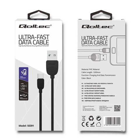 Qoltec Ultra szybki kabel do przesyłu danych USB typ C | USB 2.0 A | 1.2m Qoltec Ultra szybki kabel do przesyłu danych USB typ C | USB 2.0 A | 1.2m