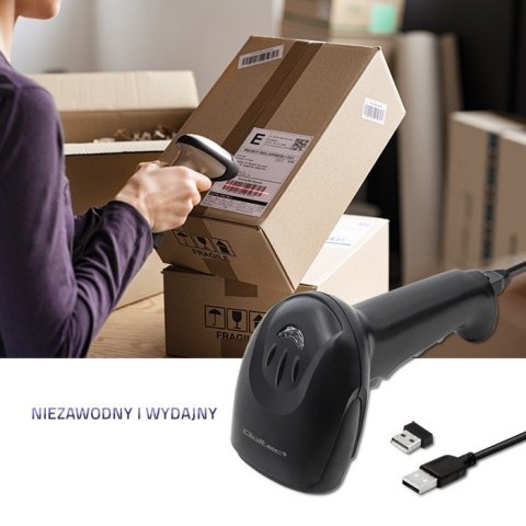 Qoltec Bezprzewodowy czytnik kodów 1D | 2D | Czarny Qoltec Bezprzewodowy czytnik kodów 1D | 2D | Czarny