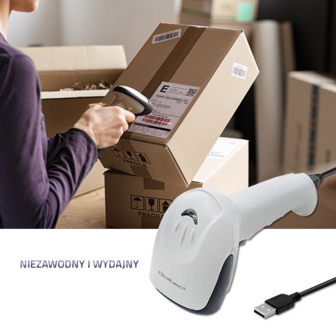 Qoltec Czytnik kodów kreskowych 1D | CCD | USB | Biały Qoltec Czytnik kodów kreskowych 1D | CCD | USB | Biały