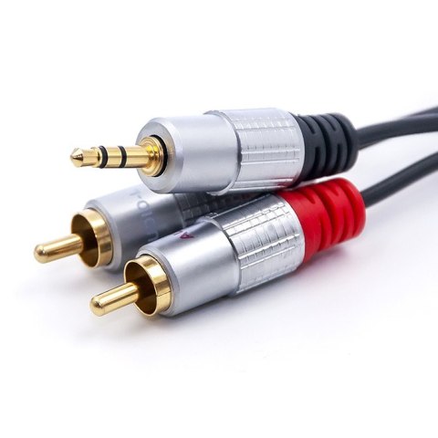 Qoltec Kabel 2x RCA / Mini Jack 3.5mm| 1m | Czarny