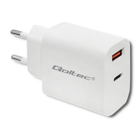 Qoltec Ładowarka sieciowa 18W | 5-12V | 1.5-3A | USB typ C PD | USB QC 3.0 | Biała Qoltec Ładowarka sieciowa 18W | 5-12V | 1.5-3A | USB typ C PD | USB QC 3.0 | Biała