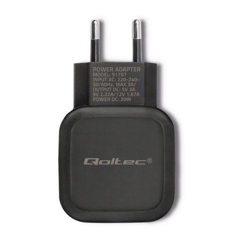Qoltec Ładowarka sieciowa 20W | PD + Kabel USB typ C męski | USB typ C męski | 1m Qoltec Ładowarka sieciowa 20W | PD + Kabel USB typ C męski | USB typ C męski | 1m