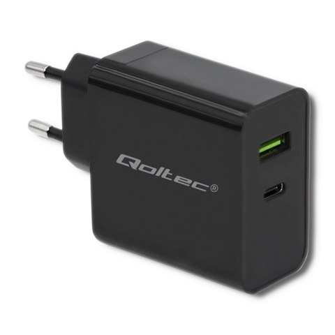 Qoltec Ładowarka sieciowa 42W | 5-20V | 2.25-3A | USB typ C PD | USB | Czarna