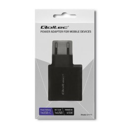 Qoltec Ładowarka sieciowa 42W | 5-20V | 2.25-3A | USB typ C PD | USB | Czarna