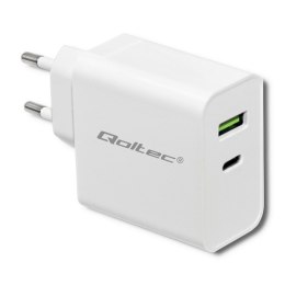 Qoltec Ładowarka sieciowa 42W | 5-20V | 2.4-3A | USB typ C PD | USB | Biała
