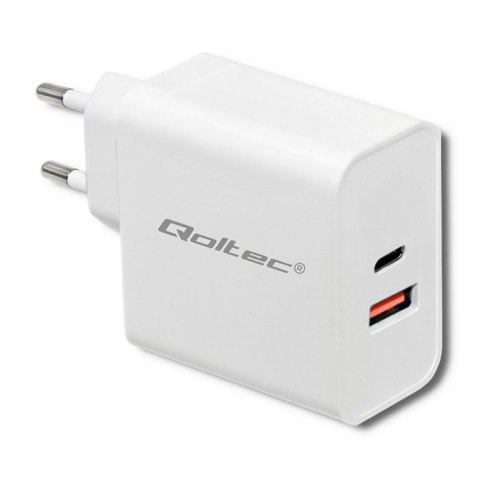Qoltec Ładowarka sieciowa 63W | 5-20V | 1.5-3A | USB typ C PD | USB QC 3.0 | Biała Qoltec Ładowarka sieciowa 63W | 5-20V | 1.5-3A | USB typ C PD | USB QC 3.0 | Biała