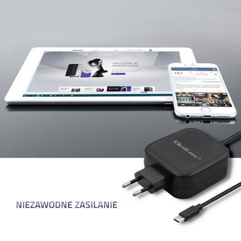 Qoltec Ładowarka sieciowa 65W | 5-20V | 3-3.25A | USB typ C | PD | Czarna Qoltec Ładowarka sieciowa 65W | 5-20V | 3-3.25A | USB typ C | PD | Czarna