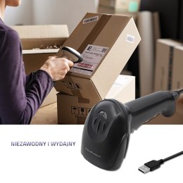 Qoltec Laserowy czytnik kodów kreskowych 1D | CCD | USB | Czarny