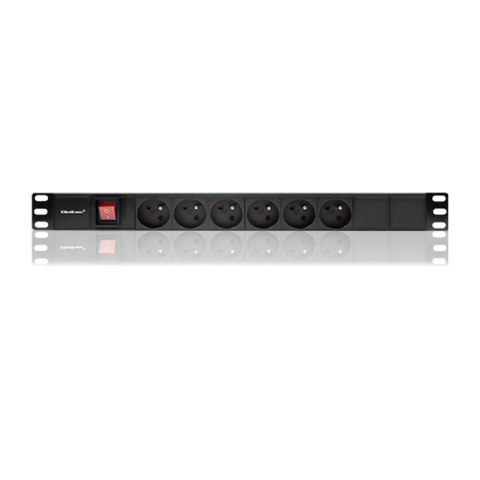 Qoltec Listwa zasilająca do szafy RACK | 1U | 16A | PDU | 6xFRENCH | 2m
