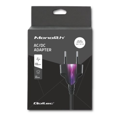 Qoltec Zasilacz desktopowy 60W | 12V | 5A | 5.5*2.1 | +kabel zasilający Qoltec Zasilacz desktopowy 60W | 12V | 5A | 5.5*2.1 | +kabel zasilający