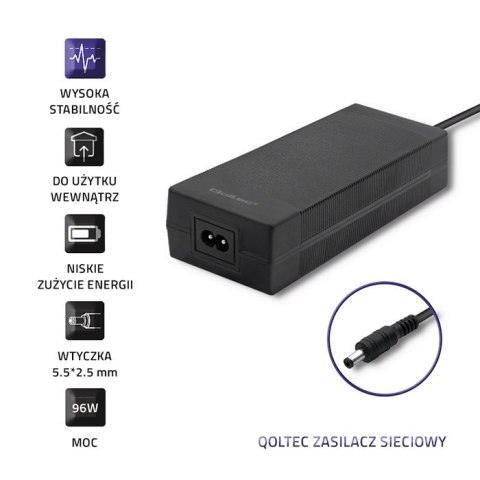 Qoltec Zasilacz desktopowy 96W | 24V | 4A | 5.5*2.5 | +kabel zasilający Qoltec Zasilacz desktopowy 96W | 24V | 4A | 5.5*2.5 | +kabel zasilający