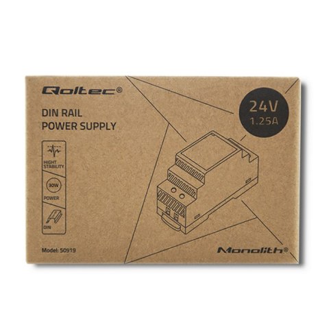Qoltec Zasilacz na szynę DIN | 30W | 24V | 1.25A | Szary Qoltec Zasilacz na szynę DIN | 30W | 24V | 1.25A | Szary