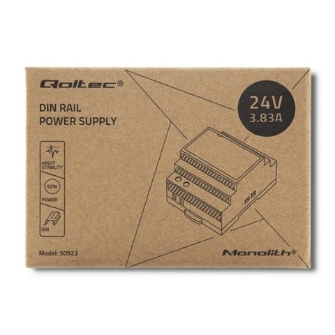 Qoltec Zasilacz na szynę DIN | 92W | 24V | 3.83A | Szary Qoltec Zasilacz na szynę DIN | 92W | 24V | 3.83A | Szary