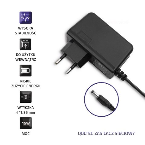 Qoltec Zasilacz wtyczkowy 15W | 5V | 3A | 4.0*1.35 Qoltec Zasilacz wtyczkowy 15W | 5V | 3A | 4.0*1.35