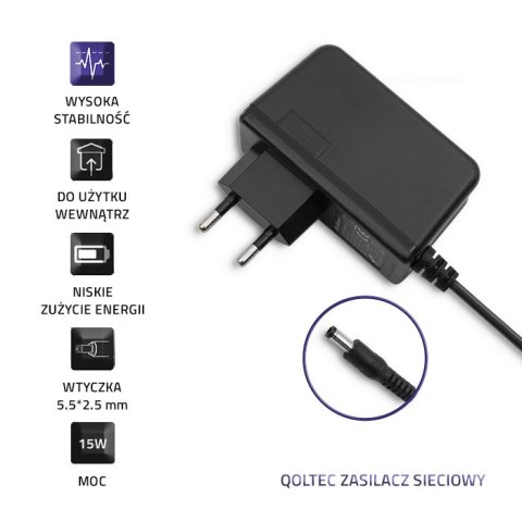 Qoltec Zasilacz wtyczkowy 15W | 5V | 3A | 5.5*2.5 Qoltec Zasilacz wtyczkowy 15W | 5V | 3A | 5.5*2.5
