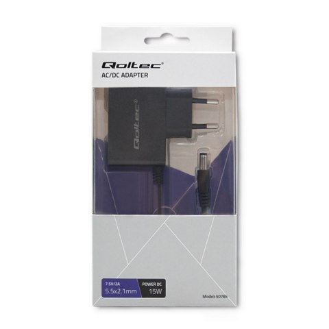 Qoltec Zasilacz wtyczkowy 15W | 7.5V | 2A | 5.5*2.1 Qoltec Zasilacz wtyczkowy 15W | 7.5V | 2A | 5.5*2.1