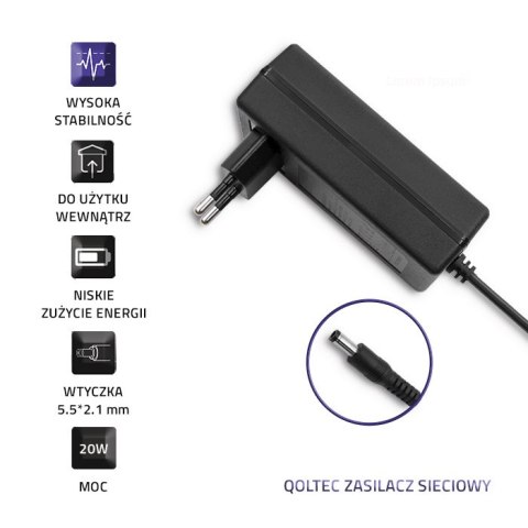 Qoltec Zasilacz wtyczkowy 20W | 5V | 4A | 5.5*2.1 Qoltec Zasilacz wtyczkowy 20W | 5V | 4A | 5.5*2.1