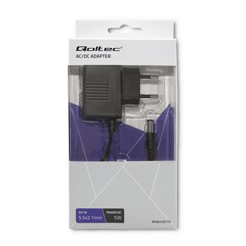 Qoltec Zasilacz wtyczkowy 5W | 5V | 1A | 5.5*2.1 Qoltec Zasilacz wtyczkowy 5W | 5V | 1A | 5.5*2.1