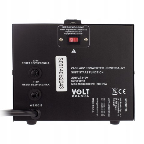 Konwerter napięcia 230V - 110V 2000W 4 wyjścia