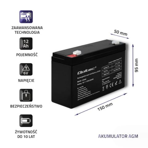 Akumulator AGM 6V 12Ah max 180A