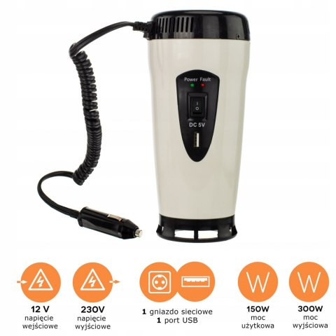 Przetwornica samochodowa napięcia 12V/230V150/300W Przetwornica samochodowa napięcia 12V/230V150/300W