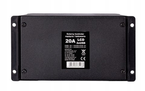 Regulator solarny SOL 20A LCD 2xUSB Regulator solarny SOL 20A LCD 2xUSB