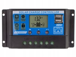 SOLARNY REGULATOR ŁADOWANIA PWM LCD USB 12/24V 30A