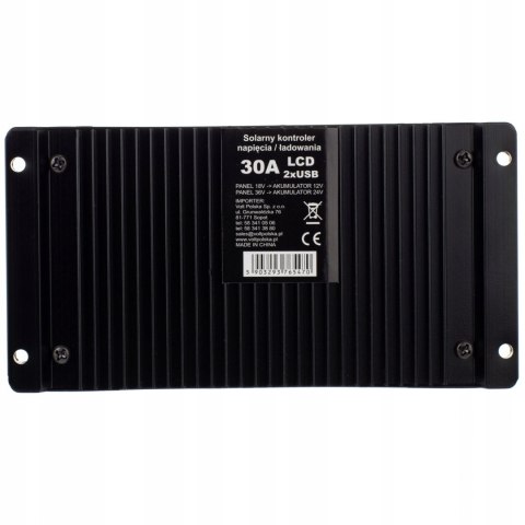 SOLARNY REGULATOR ŁADOWANIA PWM LCD USB 12/24V 30A SOLARNY REGULATOR ŁADOWANIA PWM LCD USB 12/24V 30A