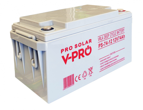 AKUMULATOR DEEP CYCLE VPRO SOLAR 12V 74 Ah VRLA BEZOBSŁUGOWY AKUMULATOR DEEP CYCLE VPRO SOLAR 12V 74 Ah VRLA BEZOBSŁUGOWY
