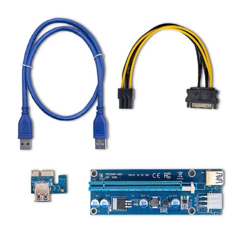 Qoltec Riser PCI-E 1x 16x | USB 3.0 | ver. 009S | SATA/ PCI-E | Czarny