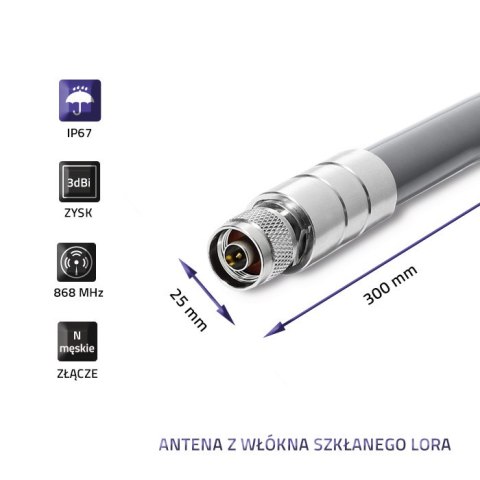 Qoltec Zestaw Antena Lora | 5.8 dBi + kabel zasilający