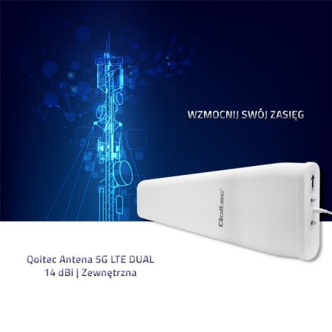 Qoltec Antena 5G LTE DUAL | 14 dBI | Zewnętrzna
