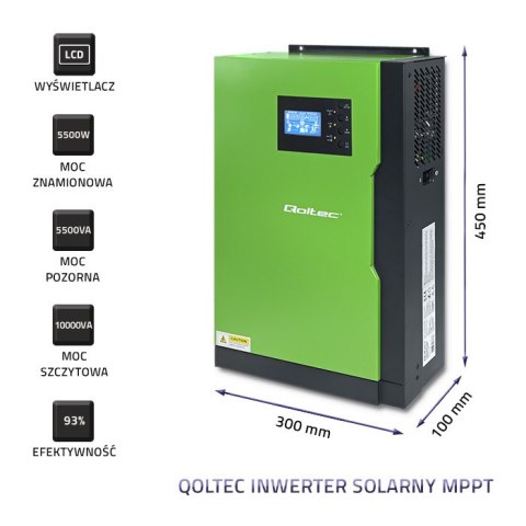 Qoltec Hybrydowy inwerter solarny Off-Grid 5,5kW 100A 48V MPPT Sinus Qoltec Hybrydowy inwerter solarny Off-Grid 5,5kW 100A 48V MPPT Sinus