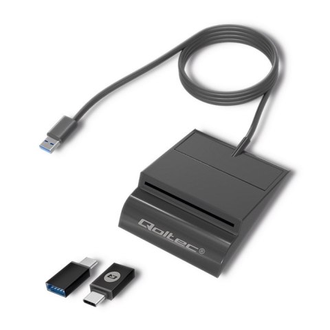 Qoltec Inteligentny czytnik chipowych kart ID SCR-0636 | USB typu C