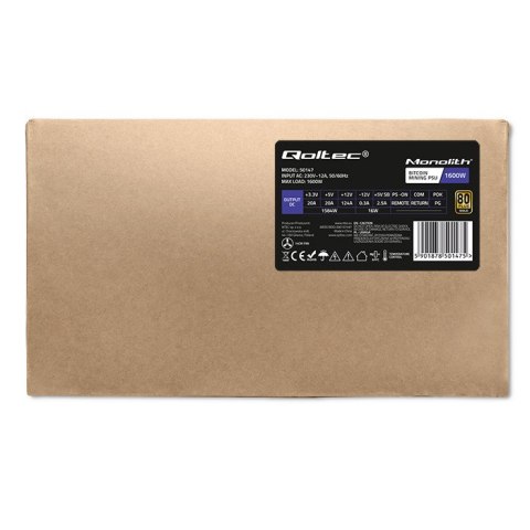 Qoltec Zasilacz ATX 1600W | 80 Plus Gold | Gaming Miner Qoltec Zasilacz ATX 1600W | 80 Plus Gold | Gaming Miner