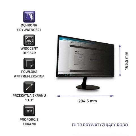 Qoltec Filtr prywatyzujący RODO 13.3" | 16:9 Qoltec Filtr prywatyzujący RODO 13.3" | 16:9