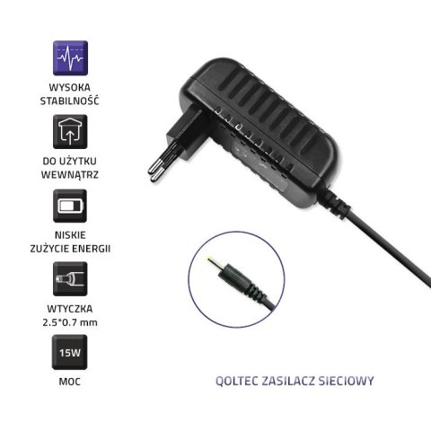 Qoltec Ładowarka sieciowa 15W | 5V | 3A | 2.5*0.7 | 1.4m Qoltec Ładowarka sieciowa 15W | 5V | 3A | 2.5*0.7 | 1.4m