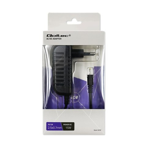 Qoltec Ładowarka sieciowa 15W | 5V | 3A | 2.5*0.7 | 1.4m Qoltec Ładowarka sieciowa 15W | 5V | 3A | 2.5*0.7 | 1.4m