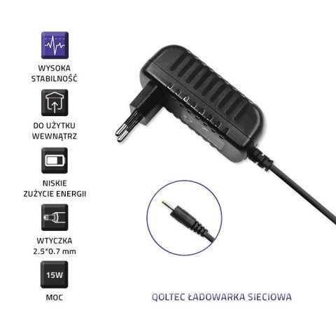 Qoltec Ładowarka sieciowa 15W | 5V | 3A | 2.5*0.7 Qoltec Ładowarka sieciowa 15W | 5V | 3A | 2.5*0.7