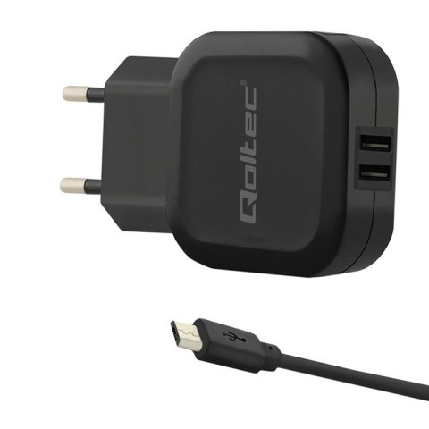 Qoltec Ładowarka sieciowa 17W | 5V | 3.4A | 2xUSB + kabel MicroUSB Qoltec Ładowarka sieciowa 17W | 5V | 3.4A | 2xUSB + kabel MicroUSB