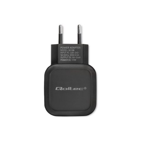 Qoltec Ładowarka sieciowa 17W | 5V | 3.4A | 2xUSB + kabel USB typC Qoltec Ładowarka sieciowa 17W | 5V | 3.4A | 2xUSB + kabel USB typC