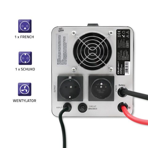 Qoltec Zasilacz awaryjny Pure Sine Wave UPS | 800VA | 560W | Szary Qoltec Zasilacz awaryjny Pure Sine Wave UPS | 800VA | 560W | Szary