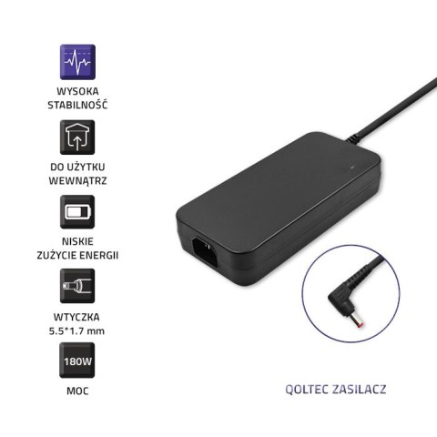 Qoltec Zasilacz do Acer 180W | 19.5V | 9.23A | 5.5*1.7 | +kabel zasilający Qoltec Zasilacz do Acer 180W | 19.5V | 9.23A | 5.5*1.7 | +kabel zasilający