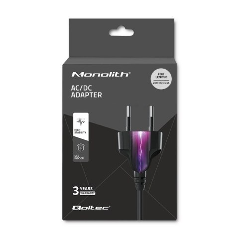 Qoltec Zasilacz do Lenovo 45W | 20V | 2.25A | 4.0*1.7 | +kabel zasilający Qoltec Zasilacz do Lenovo 45W | 20V | 2.25A | 4.0*1.7 | +kabel zasilający